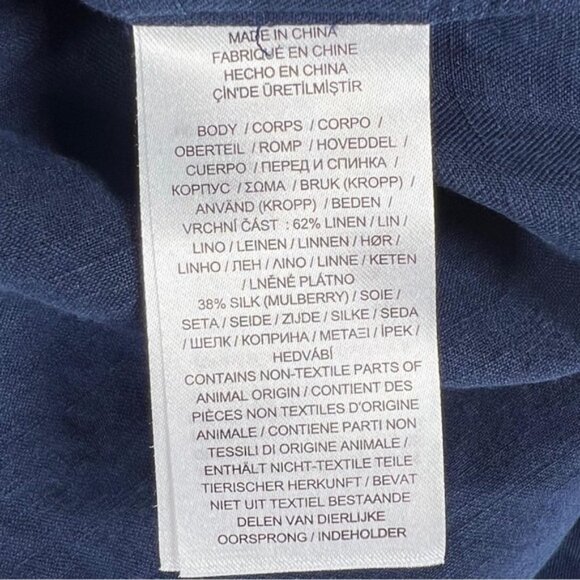 NWT POLO RALPH LAUREN LINEN SILK Blend Navy Relaxed Fit Twill Shirt Size M - Picture 9 of 10